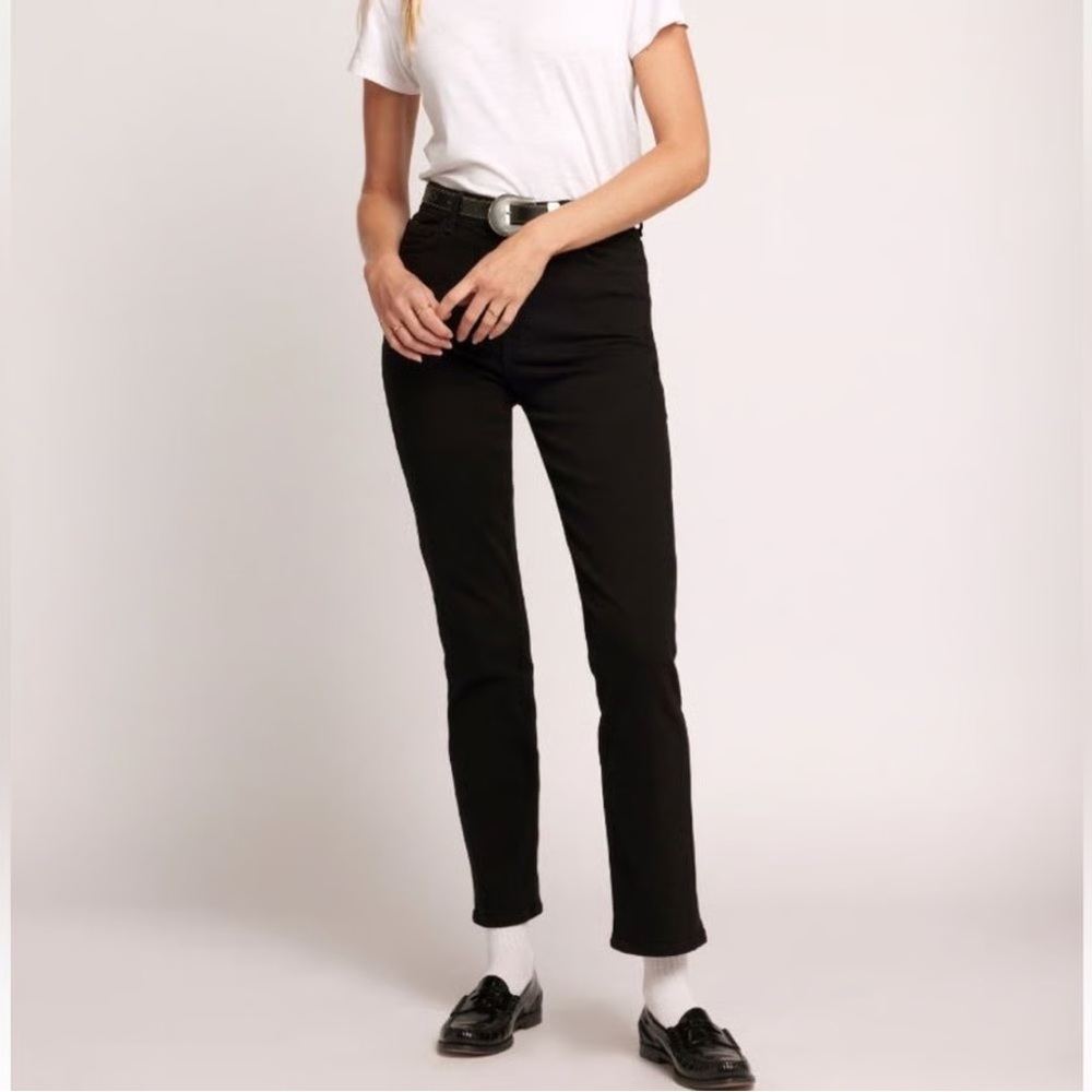 NEW Current/Elliott The‎ Soulmate Slim Straight Jean Black Noir 24 High-Rise